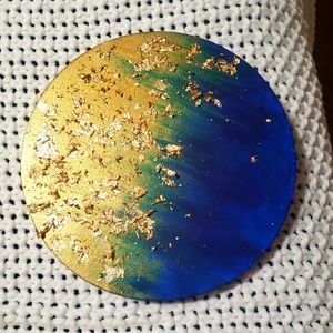 Gold and blue abstract painting
